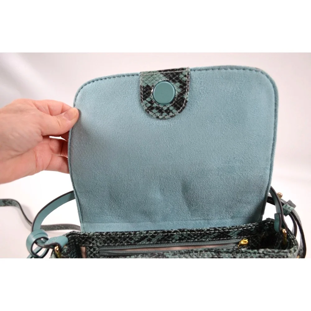 Radley London Reptile Snake Print Teal & Black Crossbody Shoulder Bag Purse‎